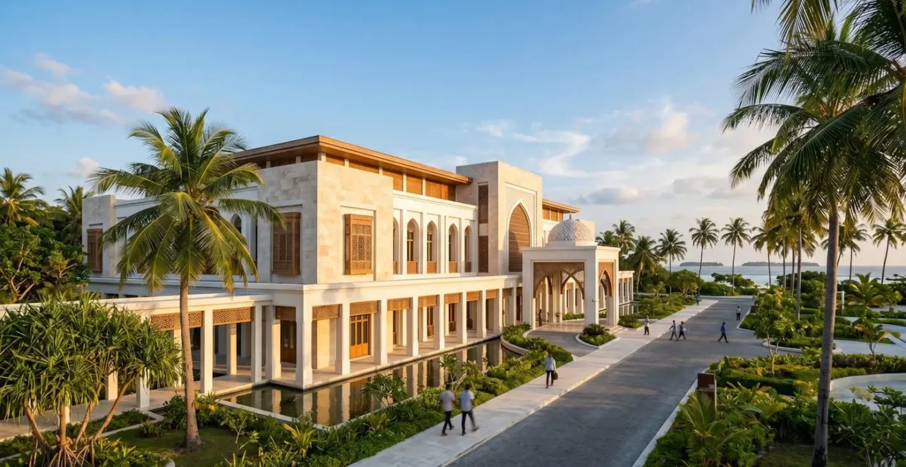 Vue extérieure moderne des bureaux de l'immigration à Malé aux Maldives