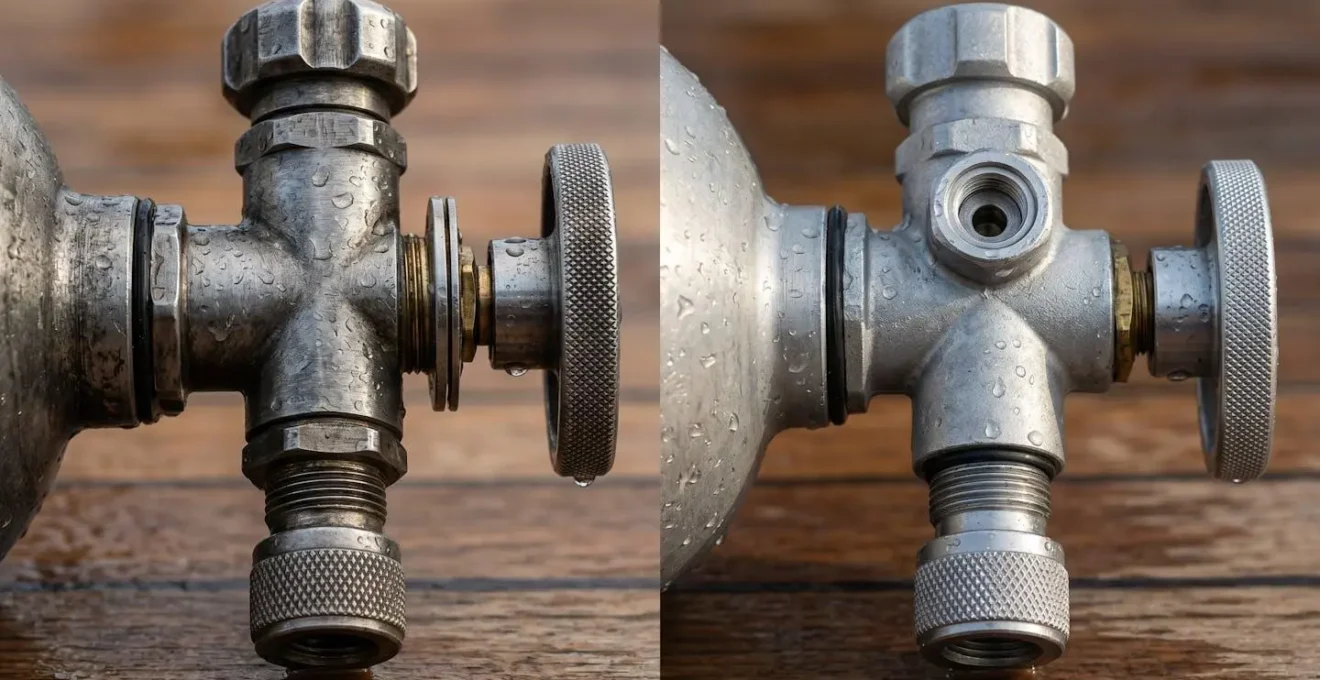 Comparaison visuelle entre blocs de plongée acier et aluminium sur le pont d'un dhoni