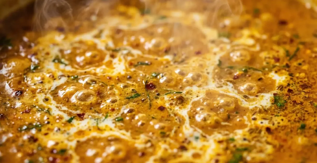 Curry de poisson maldivien mijotant doucement dans une marmite traditionnelle