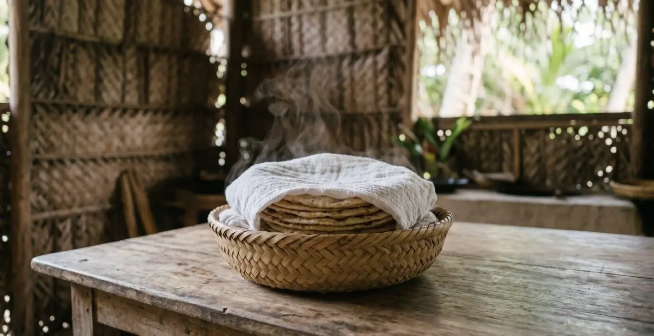 Pile de roshis chauds enveloppés dans un torchon traditionnel avec vapeur s'échappant délicatement